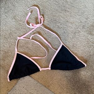 Black Bikini Top with Pink Trim